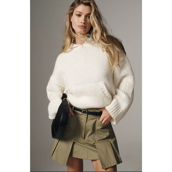 NWT Anthropologie Cream Hooded Sweater - Large - Picture 3 of 5